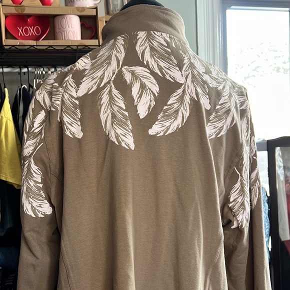 NEW Susan Graver zip up - brown, rhinestones, pockets, feathers, NWT - Picture 10 of 11
